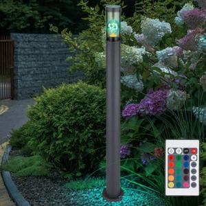 Außenstehlampe Pollerleuchte Wegelampe LED Dimmer Fernbedienung anthrazit rauch - Bild 1 von 12