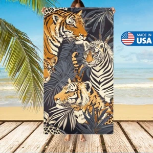 Tiger Design Oversize Beach Towel Quick Dry Microfiber Bath Towels Travel 30x60 - Picture 1 of 8