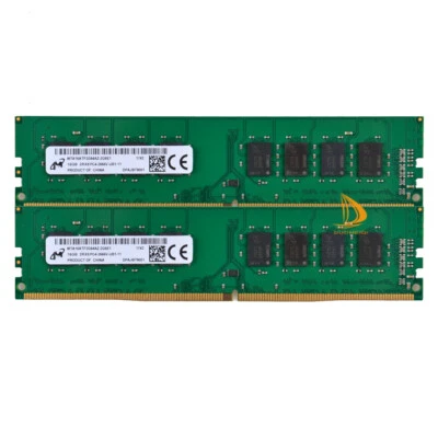 Micron 2x 16GB 2RX8 PC4-2666V DDR4 21300MHz 288Pin UDIMM Desktop Memory RAM - Image 1 of 4