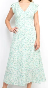 Sage Collective Tea Length Midi Crepe Party Dress Size 10 12 Pale Green NWT $118 - Picture 1 of 5