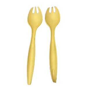 Set 2 cucchiaini da insalata vintage Tupperware servizio giallo - Foto 1 di 10