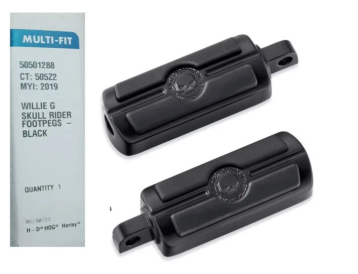 50501288 skull teschio Pedane pedalini neri gomma Harley passeggero guidatore - Immagine 1 di 1