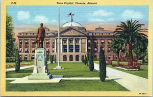 Phoenix Arizona Bundesstaat Hauptstadt Leinen Postkarte unbesendet P-32 Lollesgard Spezialität - Bild 1 von 2