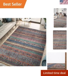 5' x 7'' Machine Washable Area Rug with Non-Slip Backing, Vintage Moroccan Style - Picture 1 of 11