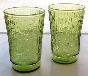 Anchor Hocking Glass 2 Green Pagoda 6 ounce Juice Tumblers - Picture 1 of 8