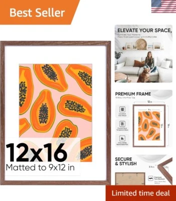 Marco rectangular de roble oscuro 12x16 con vidrio templado - Perfecto para exhibición de pared Foto 1 de 4