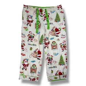 Nick & Nora Classic Santa Presents Christmas  Pajama Pants Flannel Ivory L *Read - Picture 1 of 12
