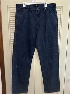 Lee Carpenter Loose Fit Straight Leg Dark Indigo Blue Denim Jeans Men’s 38x36 - Picture 1 of 13