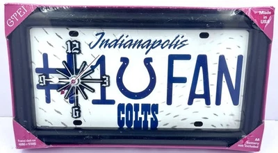 Relógio Indianapolis Colts NFL # 1 ventilador placa de licença de quartzo - Novo - Imagem 1 de 3