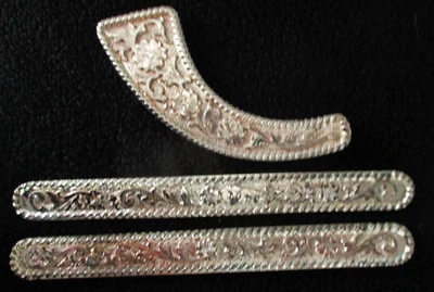 3pc Vintage Circle Y Silver-rope raised edge Show bridle Trims GREAT Quality Set - Image 1 of 4