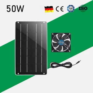 Ventilation Fans 50W Solar Powered Panel Fan for Greenhouse Camping Sheds UK - Picture 1 of 6