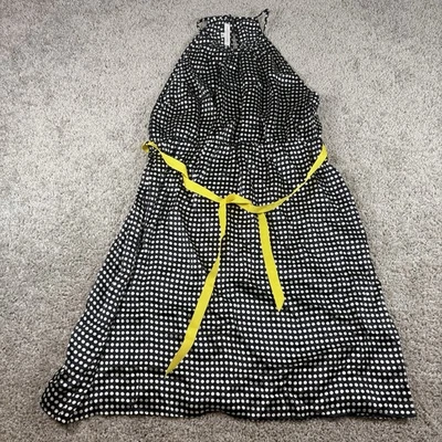 Vestido Halter Corey Lynn Calter Seda Lunares Negro Blanco Amarillo Corbata Talla 8 Seda Foto 1 de 4