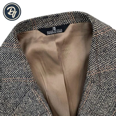 VTG 48 R Chaps by Ralph Lauren Natural Beige Soft Knit Herringbone Knit Tweed - Image 1 of 4