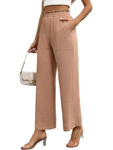 Pants for Women Casual Wide Leg Pants Flowy High Waist Trousers Loose Palazzo... - Picture 1 of 5