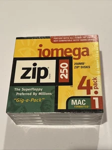 Iomega Zip 250 MB Disks Mac Formatted 4 pack New Sealed - Picture 1 of 2