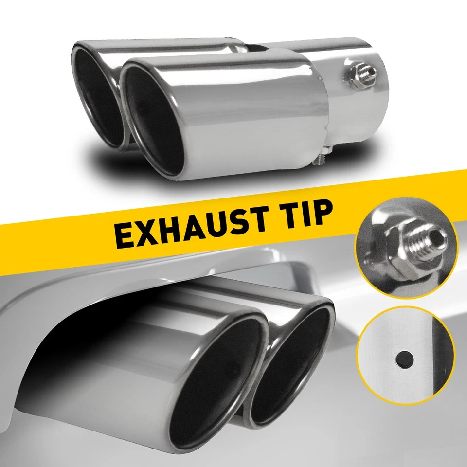 Car Rear Dual Exhaust Pipe Tail Muffler Tip Stainless Chrome Steel Accessories - image 1 of 4