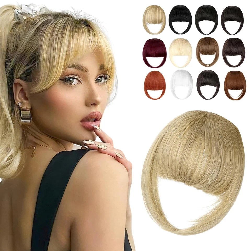 Clip in Pony, synthetische französische Pony Haarspange, gefälschte Pony Fransen mit Bügeln  - Bild 1 von 4