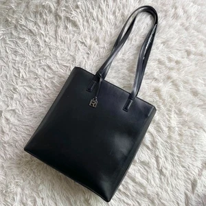 RALPH LAUREN Leather Shoulder Bag, Freestanding R Logo Charm, Black, Women's - Picture 1 of 11