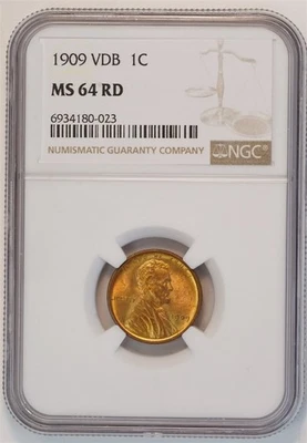 1909 VDB Lincoln Wheat Small Cent MS 64 RD NGC 1C - Image 1 of 4