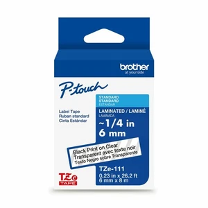 Brother TZE111G Genuine P-touch TZe111 BK on CLR Label Tape - Picture 1 of 4