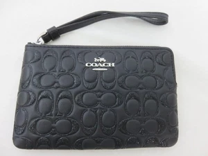 Bracciale Coach Angolo Zip Glitter Firmato Pelle Nero Nuovo con etichette - Foto 1 di 4