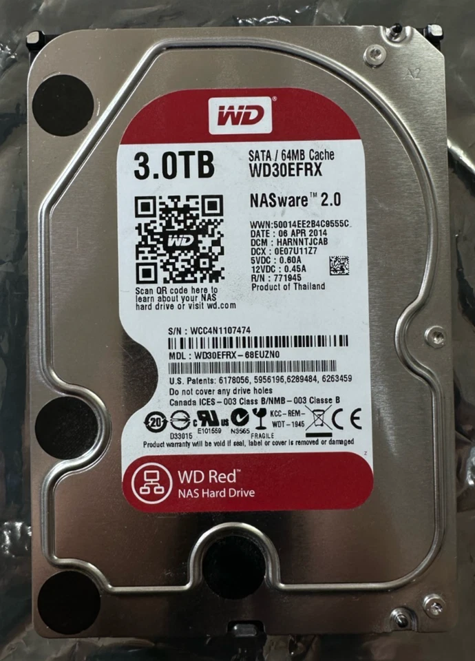 Western Digital Red (WD30EFRX) 3TB SATA 3.5'' Hard Drive (SMART TESTED 100%) - Image 1 of 1