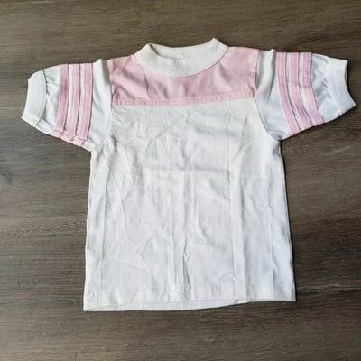 VTG 80s Alore White Pullover Top Shirt Pink Stripes Toddler Girls Age 2-4 - Image 1 of 4