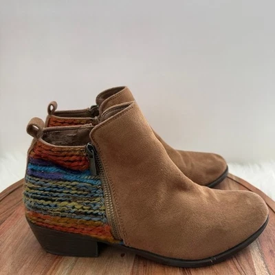 Sonoma Mujer Marrón Gamuza Botines Tejido Acento Lateral Cremallera Tacón Bajo Talla 10 Foto 1 de 4