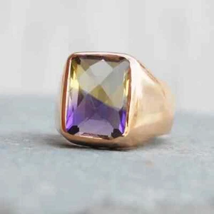 Natural Ametrine Ring Bohemian Ring 925 Sterling Silver Men's Ring Gift For Him - Picture 1 of 7