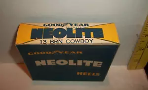VINTAGE OLD STOCK GOODYEAR NEOLITE COWBOY BOOTS RUBBER HEELS SIZE 13 & BOX BROWN - Picture 1 of 4