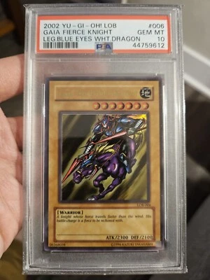 Yugioh 2002 Gaia the Fierce Knight PSA 10 Gem Mint LOB 006 Original Print - Image 1 of 2