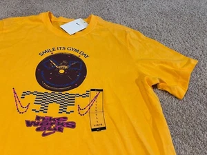 Nike retro Smile Its Gym Day workout training orange pink t shirt smiley face M - Picture 1 of 3