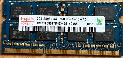 (QTY 1) Hynix 2GB 2Rx8 PC3-8500S-7-10-F2 HMT125S6TFR8C - G7 N0 AA. Condition New - Image 1 of 2