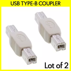 2 Pack USB 2.0 Printer Coupler Type-B Male to B Male Adapter Connector Converter - Picture 1 of 3
