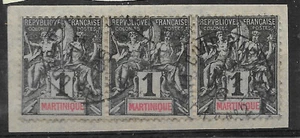 FRANCIA MARTINICA Yv#31 Striscia di 3 su frammento - Foto 1 di 1