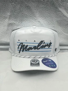 Miami Marlins MLB '47 Brand White Script Hitch Rope Adjustable Snapback Hat - Picture 1 of 5