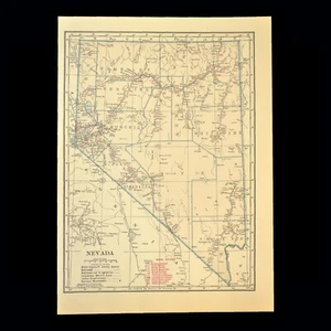 Mapa ferroviario vintage NEVADA Southern Pacific RR antiguo original Eureka ca 1920 - Imagen 1 de 9