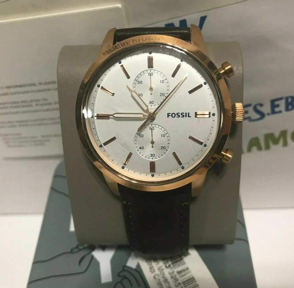 Fossil Men's 44mm Townsman Chronograph Java Leather Watch FS5468