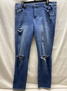 D Jeans Distressed Denim Jeans Damen 16 Medium Wash ausgefranste Hose - Bild 1 von 24