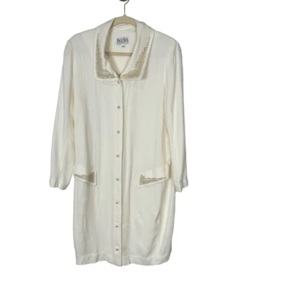 Women’s Vintage Maternity Pearl Button Long Ivory Blazer Jacket Page Boy Coat S - Image 1 of 4