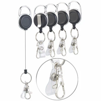 GENERAL OFFICE 5er-Set Schlüssel- und Ausweis-Jojos, extra starke Feder & Gürtelclip
