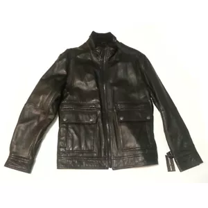 Chaqueta negra de cuero genuino Michael Kors talla M nueva con etiquetas - Imagen 1 de 10