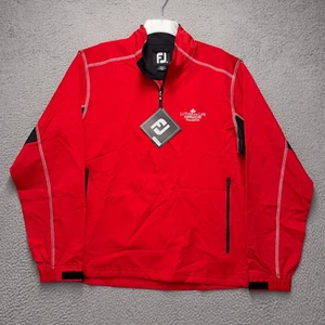 FJ Windbreaker Jacket Mens Medium Red 1/4 Zip Pullover Sport Windshirt Golf - Picture 1 of 14