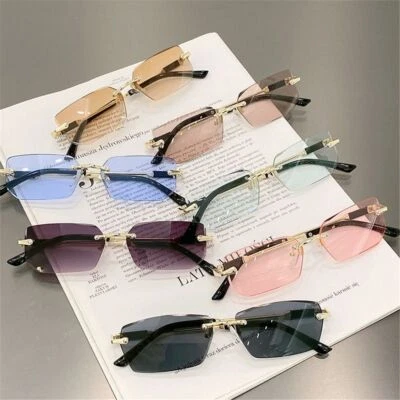 Y2K Rimless Rectangle Sunglasses UV400 Shades  for Women & Men - image 1 of 4