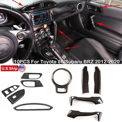 Juego completo de embellecedores interiores de fibra de carbono ABS para Toyota GT86 Subaru BRZ 12-20 Foto 1 de 4