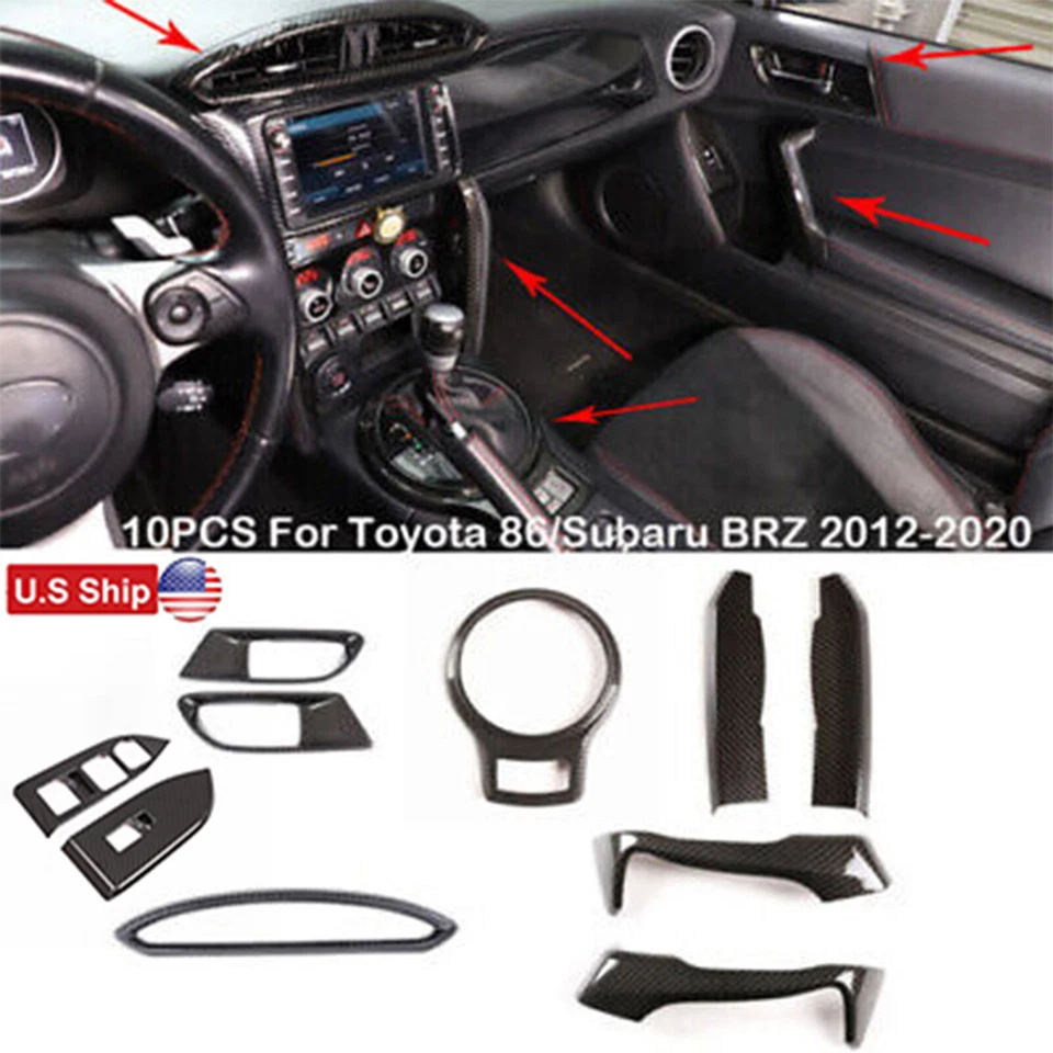 Juego completo de embellecedores interiores de fibra de carbono ABS para Toyota GT86 Subaru BRZ 12-20 Foto 1 de 4