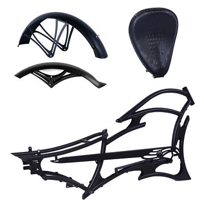 Bicicleta Cruiser Elástica 26" Hágalo Usted Mismo Cuadro Personalizado Bicicleta Lowrider 7 Velocidades Raptor Negra Foto 1 de 4