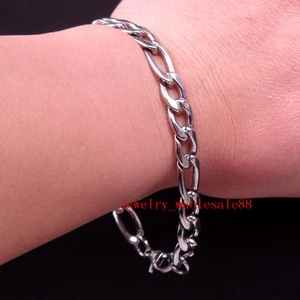 Lot 5pcs Women 6mm Nk Curb Link Chain Bracelet Stainless Steel Jewelry Nice - Picture 1 of 5