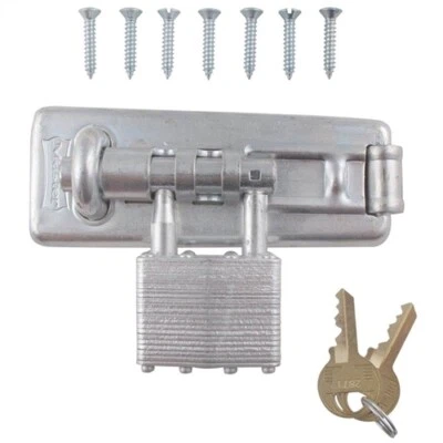 Master Lock 475KA Hasp with 4-Tumbler Padlock - 4-1/2" Long Keyed Alike - Image 1 of 3