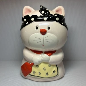 Vintage Keramik Katze Keks Glas Tupfen Punkt Bandanna, Made in Japan, Küche Wohnkultur - Bild 1 von 24